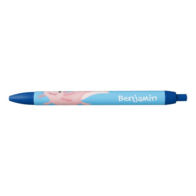 Cute pink happy axolotl pen (Front)