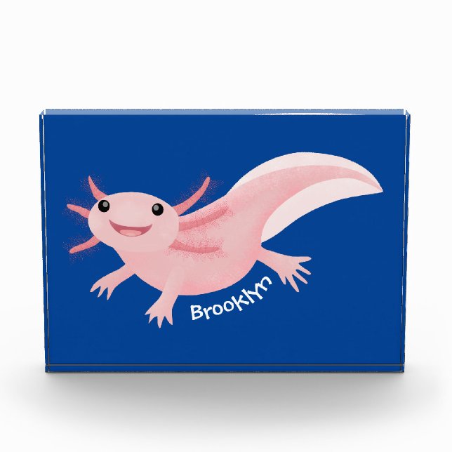 Cute pink happy axolotl  photo block (Front)