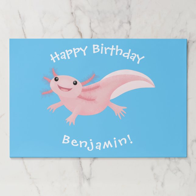 Cute pink happy axolotl placemat (Front)