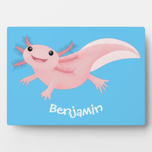 Cute pink happy axolotl plaque