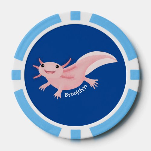 Cute pink happy axolotl  poker chips