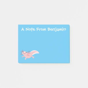 Cute pink happy axolotl post-it notes