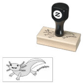 Cute pink happy axolotl rubber stamp (Stamped)