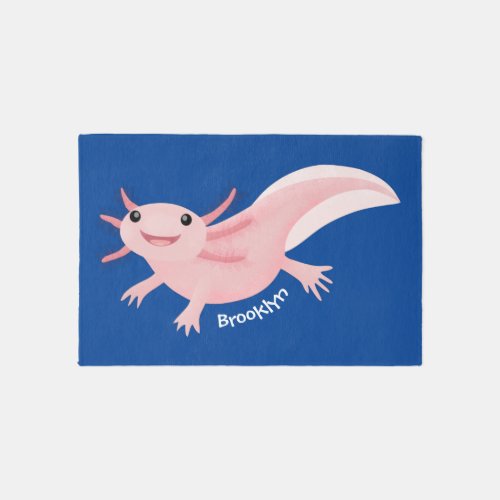 Cute pink happy axolotl  rug