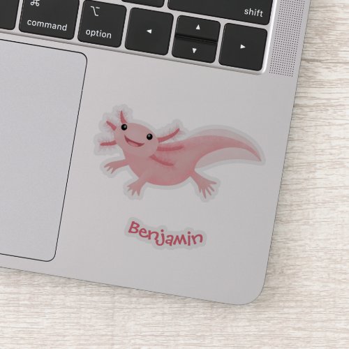 Cute pink happy axolotl sticker