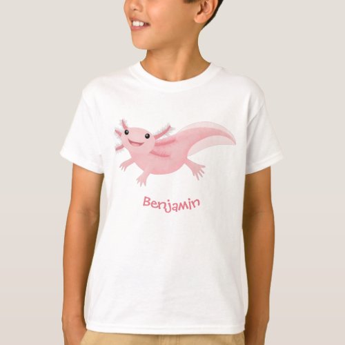 Cute pink happy axolotl T_Shirt