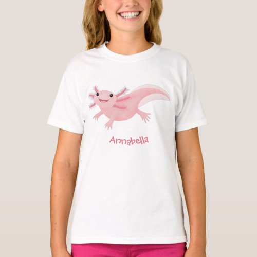 Cute pink happy axolotl T_Shirt