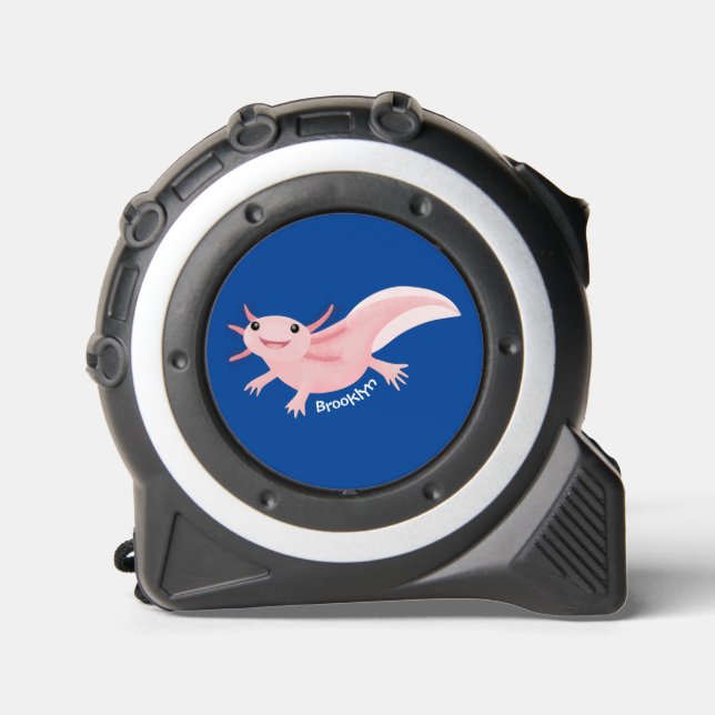 Cute pink happy axolotl  tape measure (Front)