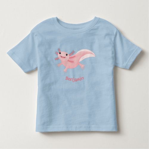 Cute pink happy axolotl toddler t_shirt