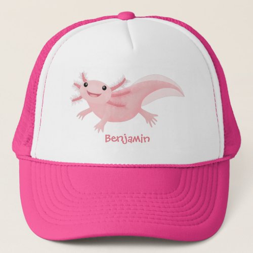 Cute pink happy axolotl trucker hat