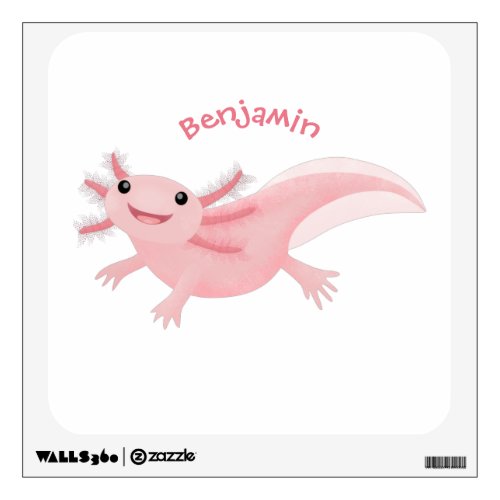 Cute pink happy axolotl wall decal