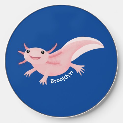 Cute pink happy axolotl  wireless charger 