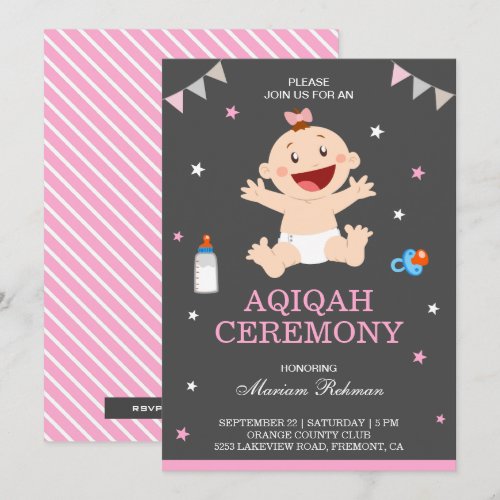 Cute Pink Happy Baby Girl Aqiqah