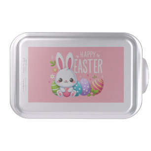 Cute, pink Happy Easter bunny Cake Pan
