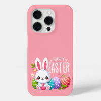Cute, pink Happy Easter bunny