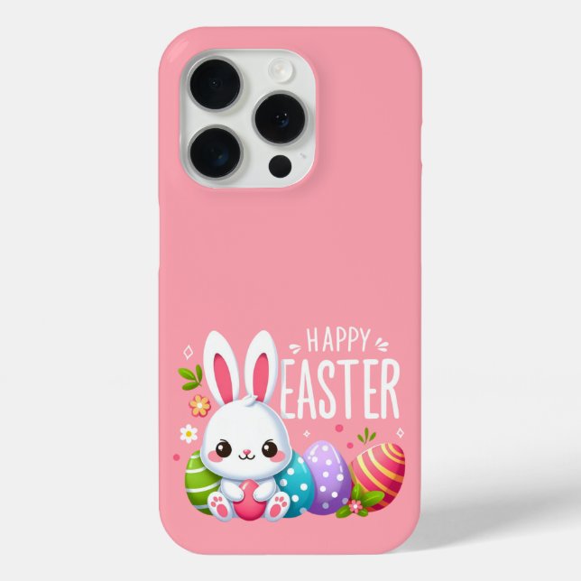 Cute, pink Happy Easter bunny  Case-Mate iPhone Case (Back)