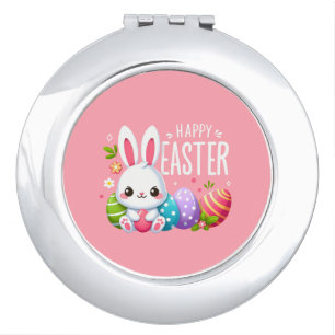 Cute, pink Happy Easter bunny Compact Mirror