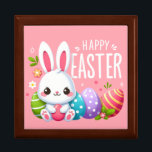 Cute, pink Happy Easter bunny  Gift Box<br><div class="desc">hoppy spring</div>