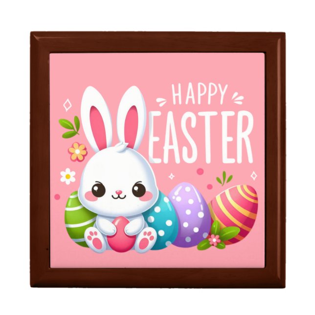 Cute, pink Happy Easter bunny  Gift Box (Front)