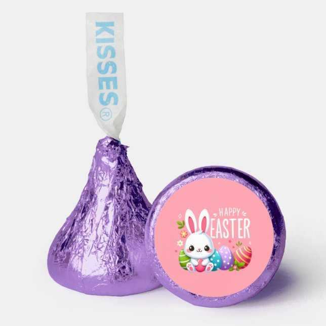 Cute, pink Happy Easter bunny Hershey®'s Kisses® (Front)