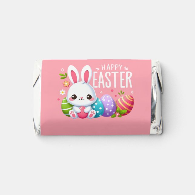 Cute, pink Happy Easter bunny  Hershey's Miniatures (Front)