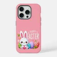 Cute, pink Happy Easter bunny