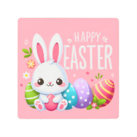 Cute, pink Happy Easter bunny