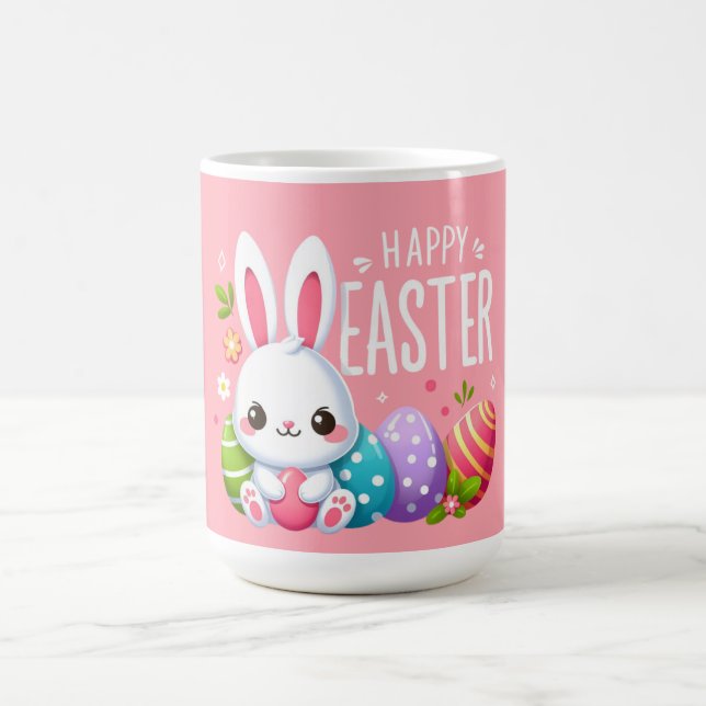 Cute, pink Happy Easter bunny Mug (Center)
