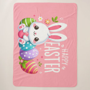 Cute, pink happy Easter bunny Sherpa Blanket