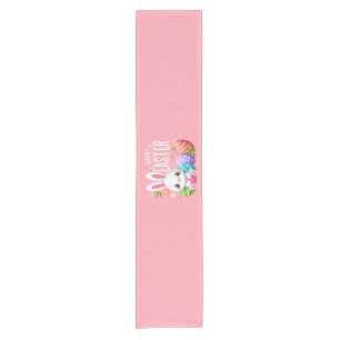 Cute, pink Happy Easter bunny Short Table Runner