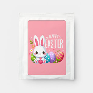 Cute, pink Happy Easter bunny Tea Bag Drink Mix