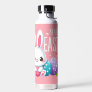 Cute, pink Happy Easter bunny Water Bottle