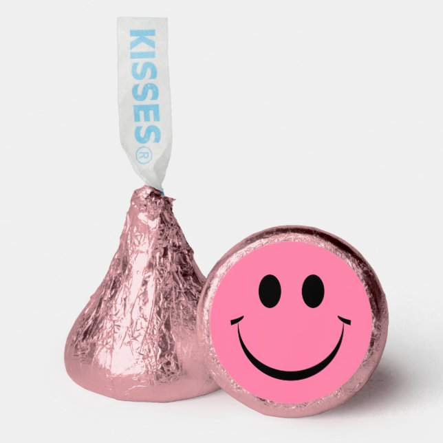 Cute Pink Happy Face Custom Hershey®'s Kisses® (Front)