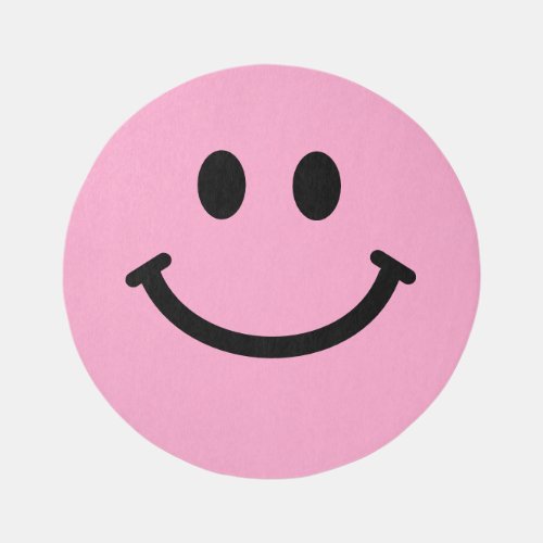 Cute Pink Happy Face Rug _ Round Area Rug Carpet