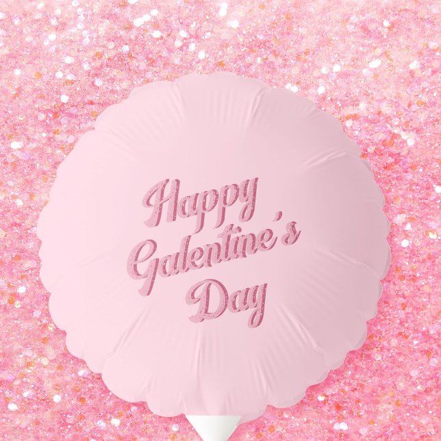 Cute Pink Happy Galentine's Day Balloon (happy galentines day party pink balloon script calligraphy)
