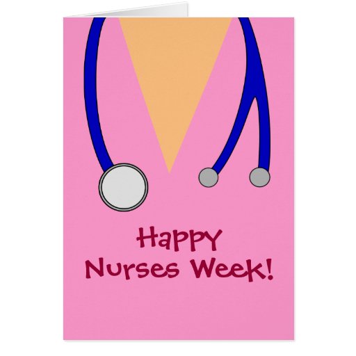 Cute Pink Happy Nurses Week Scrubs and Stethoscope Card | Zazzle