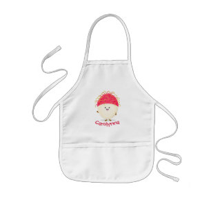 Cute pink happy rambutan cartoon illustration kids' apron