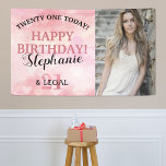 Cute Pink Heart 21st & Legal Photo Birthday Banner<br><div class="desc">Welcome to the sweetest 21st Birthday celebration! Make the day just as special and memorable as your birthday girl with this adorable personalized photo banner. Perfect for showing off your favorite pics, this girly banner helps create the perfect party scene for anyone turning 21. Each banner is specially designed with...</div>