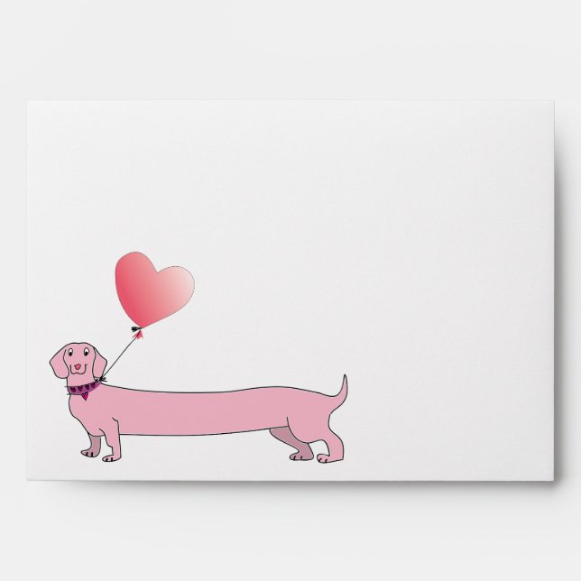 Cute Pink Heart and Dog Envelope (Front)