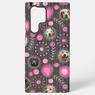 Cute Pink Heart and Flower Dog Mom Photo Collage  Samsung Galaxy S22 Ultra Case