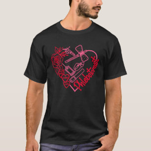 Cute Pink Heart Butterfly Needle Phlebotomist Vale T-Shirt