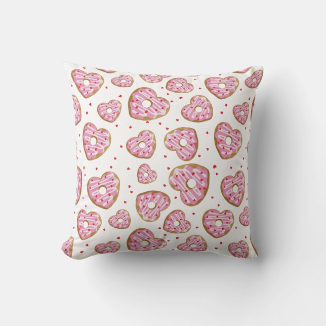 Cute Pink Heart Cookies Throw Pillow (Front)