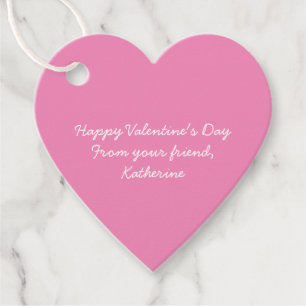 Cute pink heart custom classroom Valentine's Day Favor Tags