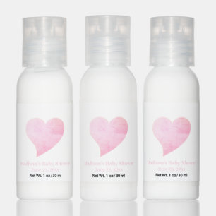 Cute pink heart custom girl baby shower favors hand lotion