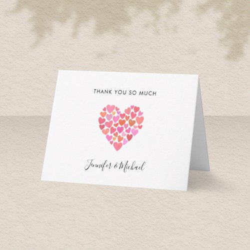 Cute Pink Heart Custom Thank You Note Card