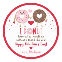 Cute Pink Heart Donut Valentine's Day Classic Round Sticker