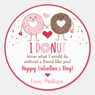 Cute Pink Heart Donut Valentine's Day Classic Round Sticker