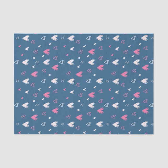 Cute Pink Heart Doodle Sketch Valentine's Day Tissue Paper (Front)