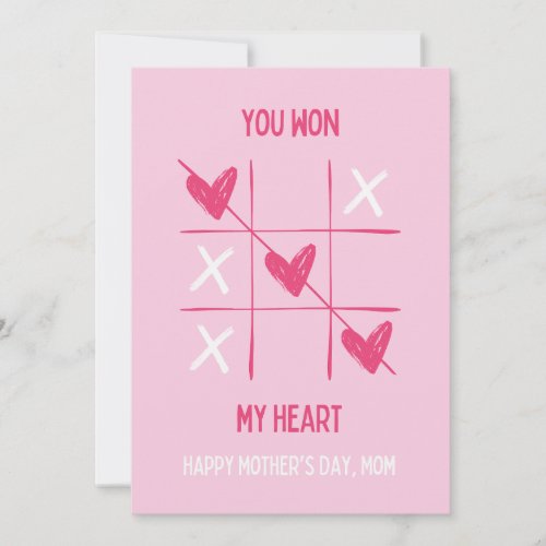 Cute Pink Heart Game Mother's Day Greeting Card