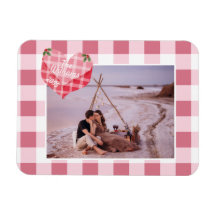 Cute Pink Heart Gingham Custom Photo Christmas